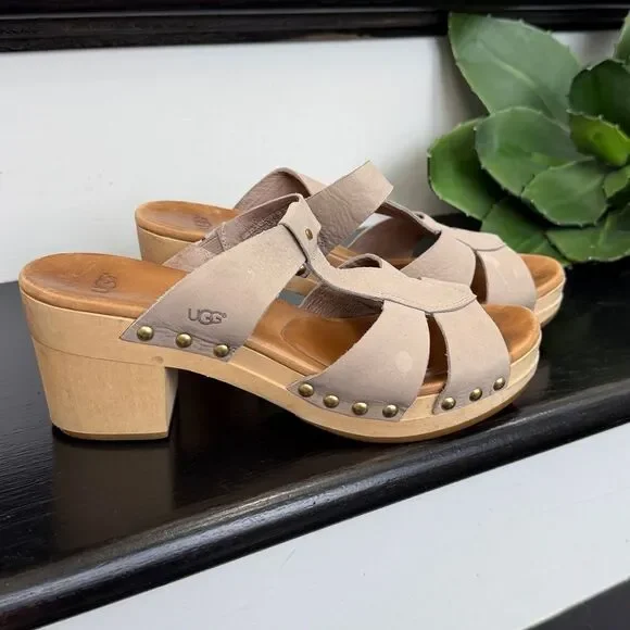 UGG Jennie Wedge Heels Sandals Soft Tan like new women’s 8 - Picture 2 of 8